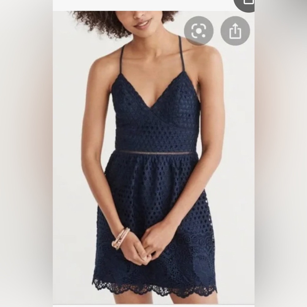 Navy Lace Spaghetti Strap Dress